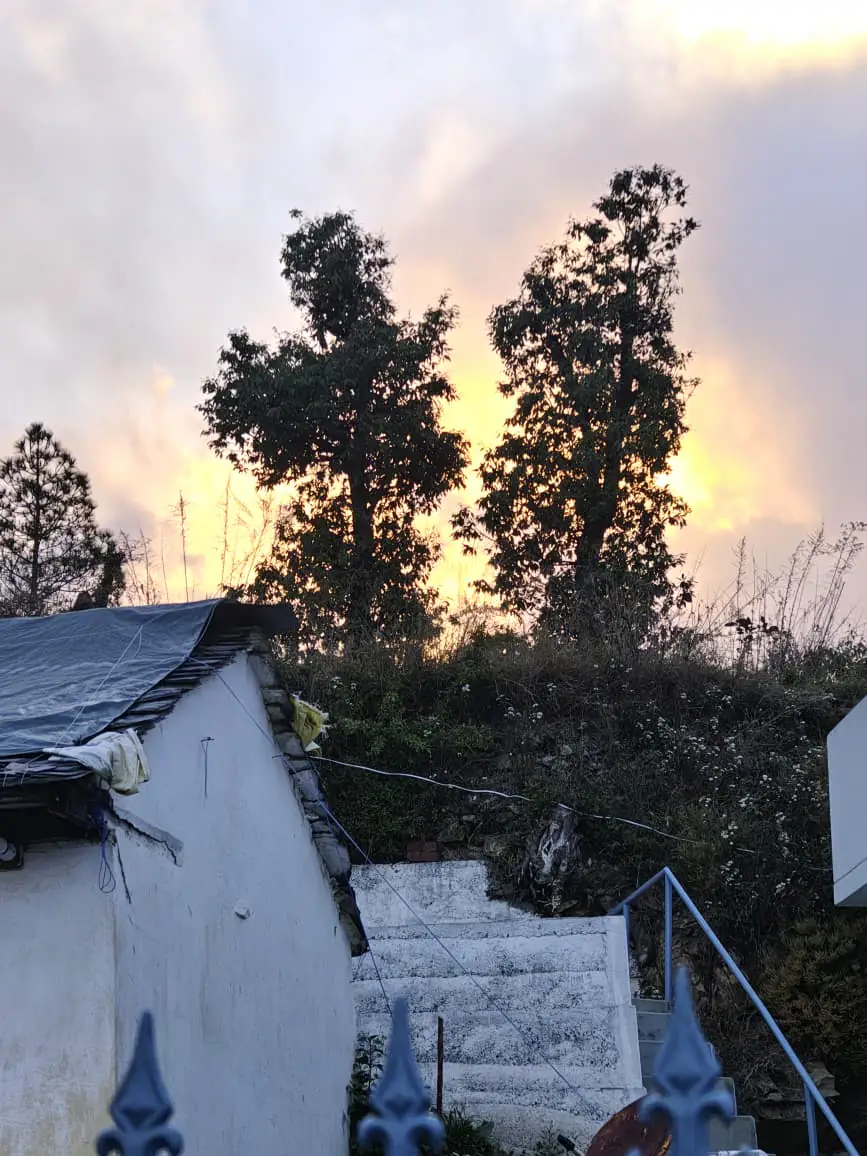 Evening light at the house, Dharohar Homestay, Selur